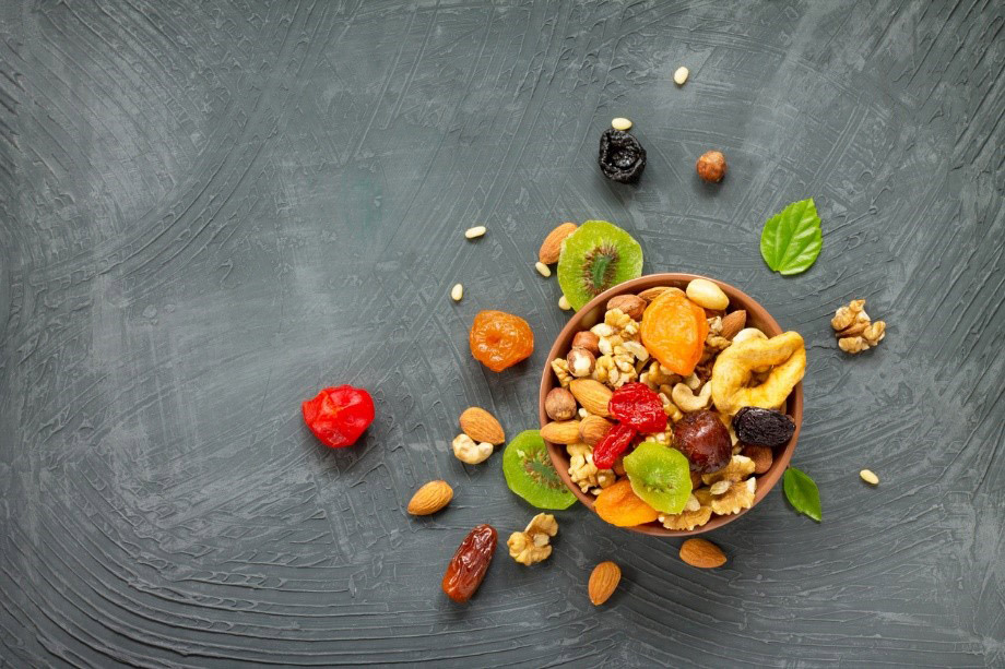 bowl of nuts and fruits